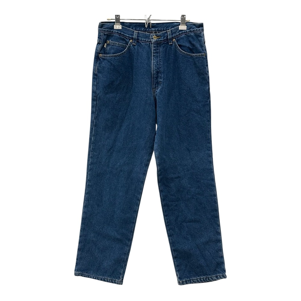 LL Bean Double L Relaxed Fit Flannel Lined Jeans Mens 34x32 Blue Denim Plaid